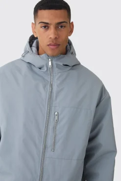 boohooMAN Oversized Padded Tech Longline Mac In | UK| Coats & Jackets