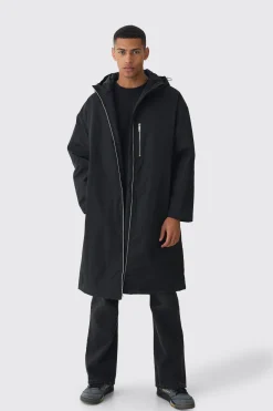 boohooMAN Oversized Padded Tech Longline Mac In | UK| Coats & Jackets