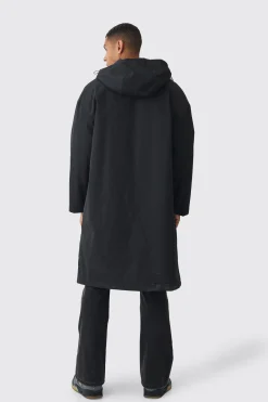 boohooMAN Oversized Padded Tech Longline Mac In | UK| Coats & Jackets