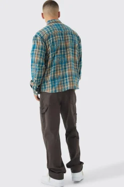 boohooMAN Oversized Paisley Embroidered Check Long Sleeve Shirt | UK| Shirts