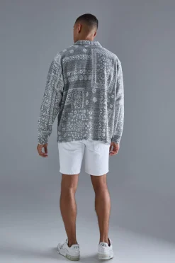 boohooMAN Oversized Paisley Jacquard Rugby Sweatshirt | UK| Hoodies & Sweatshirts