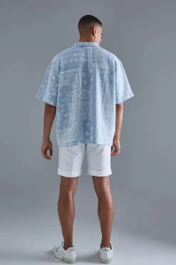 boohooMAN Oversized Paisley Jacquard Rugby Half Sleeve Sweatshirt | UK| Hoodies & Sweatshirts