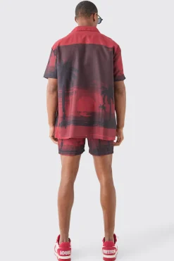 boohooMAN Oversized Palm Shirt & Swim Short Set | UK| Sets & Co-Ords