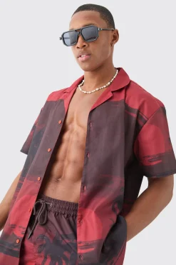 boohooMAN Oversized Palm Shirt & Swim Short Set | UK| Sets & Co-Ords