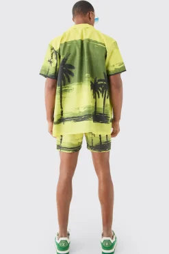 boohooMAN Oversized Palm Shirt & Swim Short Set | UK| Sets & Co-Ords