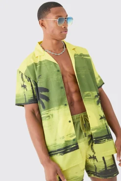 boohooMAN Oversized Palm Shirt & Swim Short Set | UK| Sets & Co-Ords