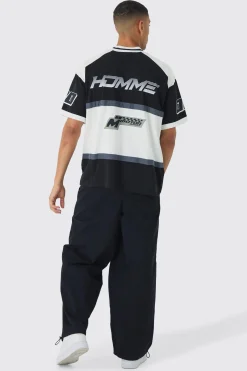 Oversized Panelled Motor Sport T-shirt | UK^boohooMAN Online