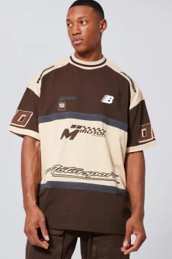 Oversized Panelled Motor Sport T-shirt | UK^boohooMAN