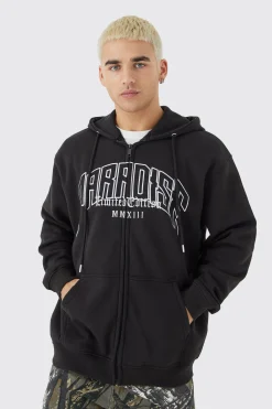 boohooMAN Oversized Paradise Zip Thru Hoodie | UK| Hoodies & Sweatshirts