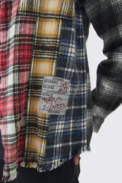 boohooMAN Oversized Patchwork Bleach Wash Check Shirt | UK| Shirts