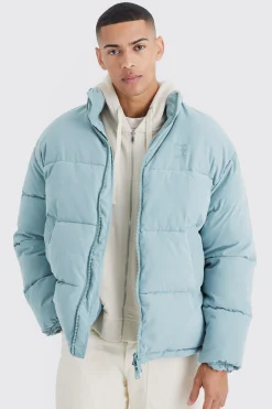 boohooMAN Oversized Peached Nylon Embroidered Puffer | UK| Coats & Jackets