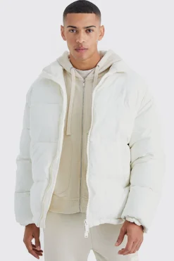 boohooMAN Oversized Peached Nylon Embroidered Puffer | UK| Coats & Jackets