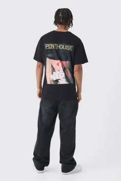 Oversized Penthouse Magazine License T-Shirt | UK^boohooMAN Outlet