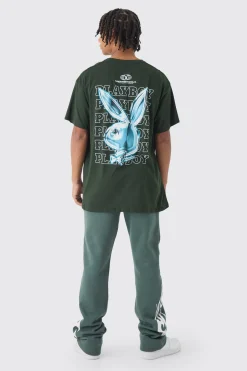 Oversized Playboy Varsity License Print T-Shirt | UK^boohooMAN