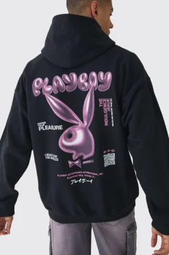 boohooMAN Oversized Playboy Varsity License Print Hoodie | UK| Hoodies & Sweatshirts