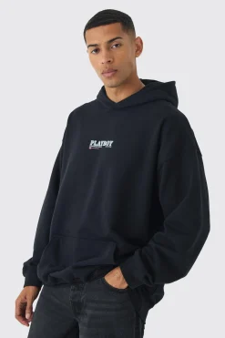 boohooMAN Oversized Playboy Varsity License Print Hoodie | UK| Hoodies & Sweatshirts