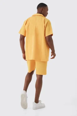 boohooMAN Oversized Pleated Shirt And Short | UK| Sets & Co-Ords
