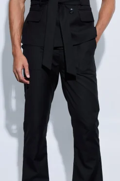 boohooMAN Oversized Pocket Flared Tailored Trousers | UK| Suits & Tailoring|Trousers