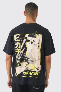 Oversized Pokemon Extended Neck Pikachu License T-shirt | UK^boohooMAN Hot