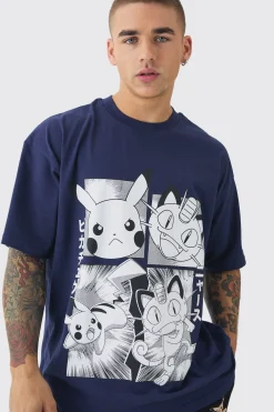 Oversized Pokemon Extended Neck License T-shirt | UK^boohooMAN