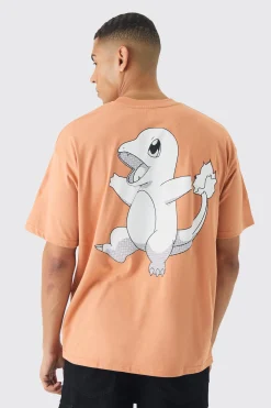 Oversized Pokemon Extended Neck Charmander License T-shirt | UK^boohooMAN Sale