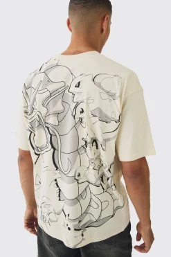 Oversized Pokemon Extended Neck License T-shirt | UK^boohooMAN Hot
