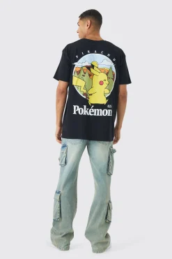 Oversized Pokemon Scenic License Print T-shirt | UK^boohooMAN Hot