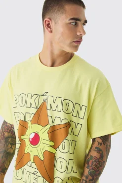 Oversized Pokemon Staryu License Print T-shirt | UK^boohooMAN Sale