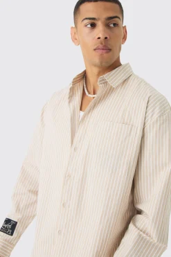 boohooMAN Oversized Poplin Stripe Long Sleeve Boxy Shirt | UK| Shirts