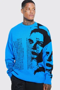 boohooMAN Oversized Portrait Text Knitted Jumper | UK| Knitwear|Hoodies & Sweatshirts