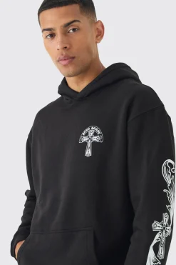 boohooMAN Oversized Pour Homme Cross Hoodie | UK| Hoodies & Sweatshirts
