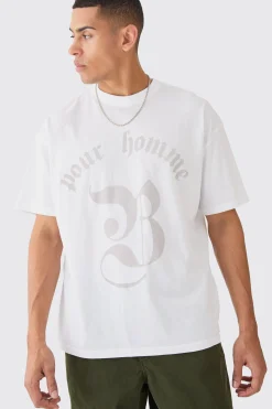 Oversized Pour Homme Graphic T-shirt | UK^boohooMAN Online