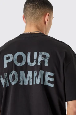 Oversized Pour Homme Graphic T-shirt | UK^boohooMAN New