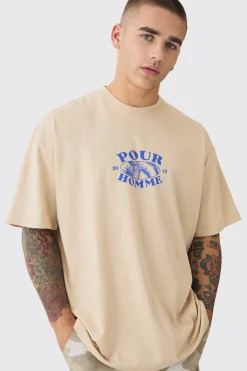 Oversized Pour Homme Palm Tree Print Wash T-shirt | UK^boohooMAN Clearance