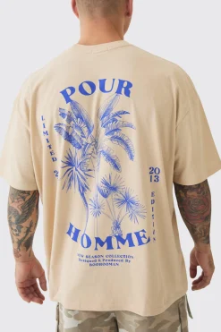 Oversized Pour Homme Palm Tree Print Wash T-shirt | UK^boohooMAN Clearance
