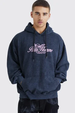 boohooMAN Oversized Pour Homme Wash Graphic Hoodie | UK| Hoodies & Sweatshirts