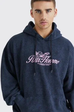 boohooMAN Oversized Pour Homme Wash Graphic Hoodie | UK| Hoodies & Sweatshirts