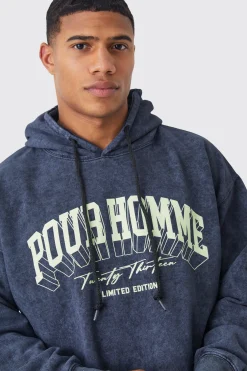boohooMAN Oversized Pour Homme Wash Graphic Hoodie | UK| Hoodies & Sweatshirts