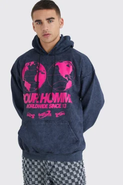 boohooMAN Oversized Pour Homme Wash Graphic Hoodie | UK| Hoodies & Sweatshirts