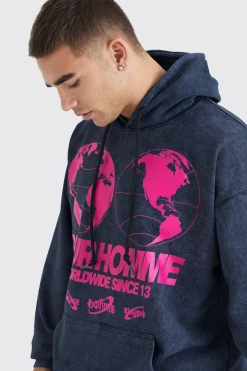 boohooMAN Oversized Pour Homme Wash Graphic Hoodie | UK| Hoodies & Sweatshirts