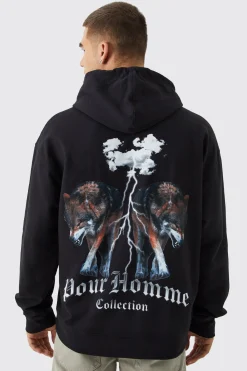 boohooMAN Oversized Pour Homme Wolves Graphic Hoodie | UK| Hoodies & Sweatshirts