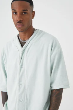 boohooMAN Oversized Premium Towelling Baseball Short Set | UK| Sets & Co-Ords|Tracksuits