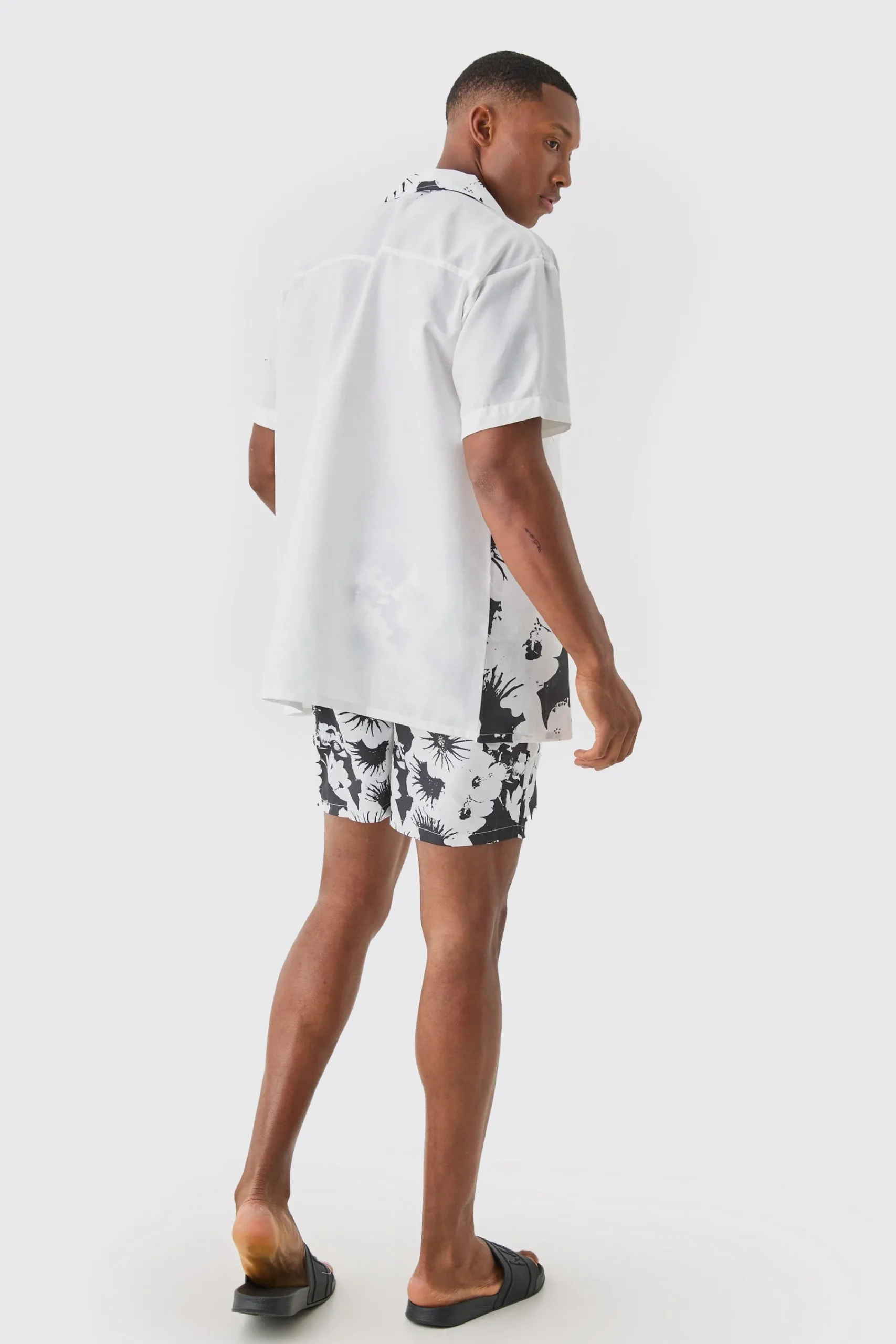 boohooMAN Oversized Printed Shirt And Swim Short Set | UK| Sets & Co-Ords