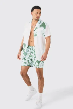 boohooMAN Oversized Printed Shirt And Swim Short Set | UK| Sets & Co-Ords