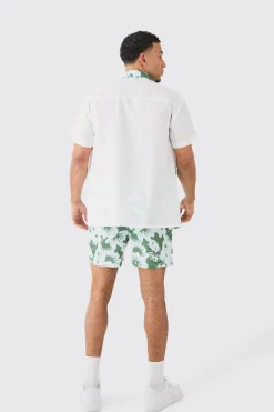 boohooMAN Oversized Printed Shirt And Swim Short Set | UK| Sets & Co-Ords