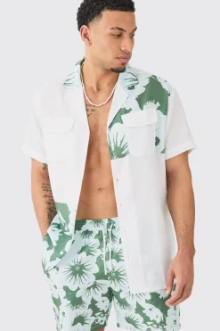 boohooMAN Oversized Printed Shirt And Swim Short Set | UK| Sets & Co-Ords