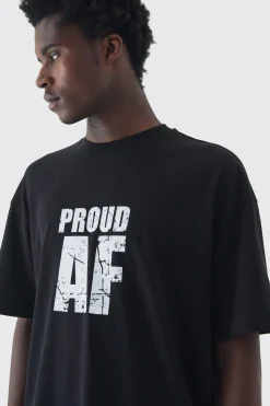 Oversized Proud AF Pride T-Shirt | UK^boohooMAN Online