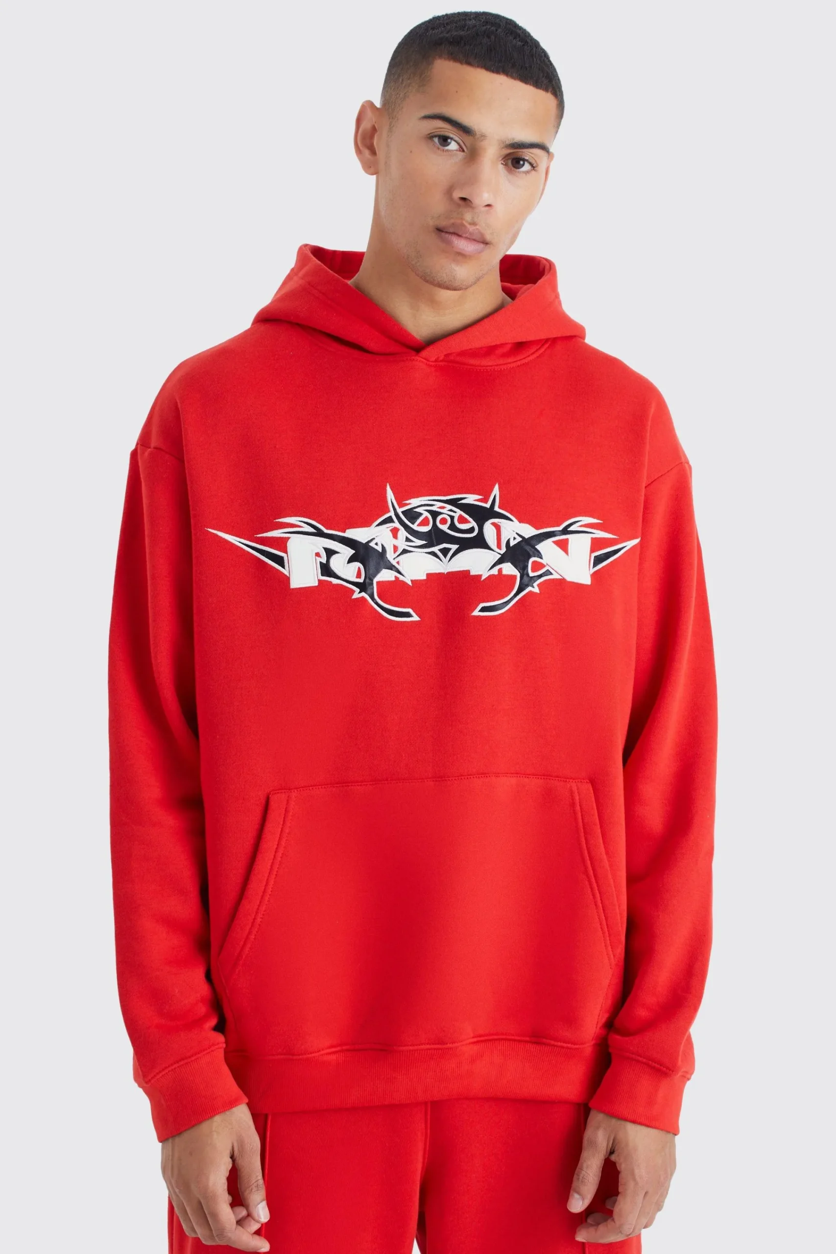 boohooMAN Oversized Pu Applique Hoodie | UK| Hoodies & Sweatshirts