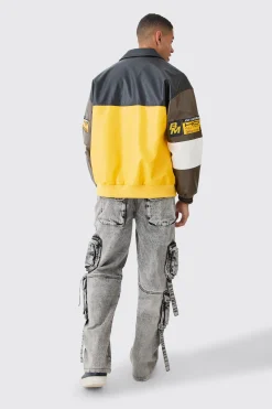 boohooMAN Oversized PU Badge Moto Jacket | UK| Coats & Jackets