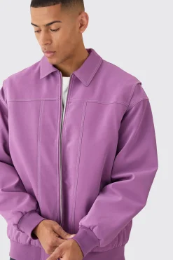 boohooMAN Oversized Pu Panel Detail Bomber In | UK| Coats & Jackets